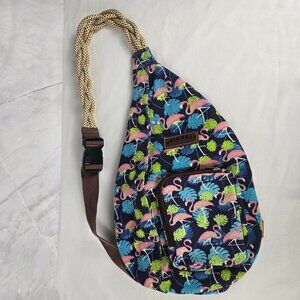 UnionBay Flamingo and Leaves Print One Shoulder Sling Backpack Adjustable Strap